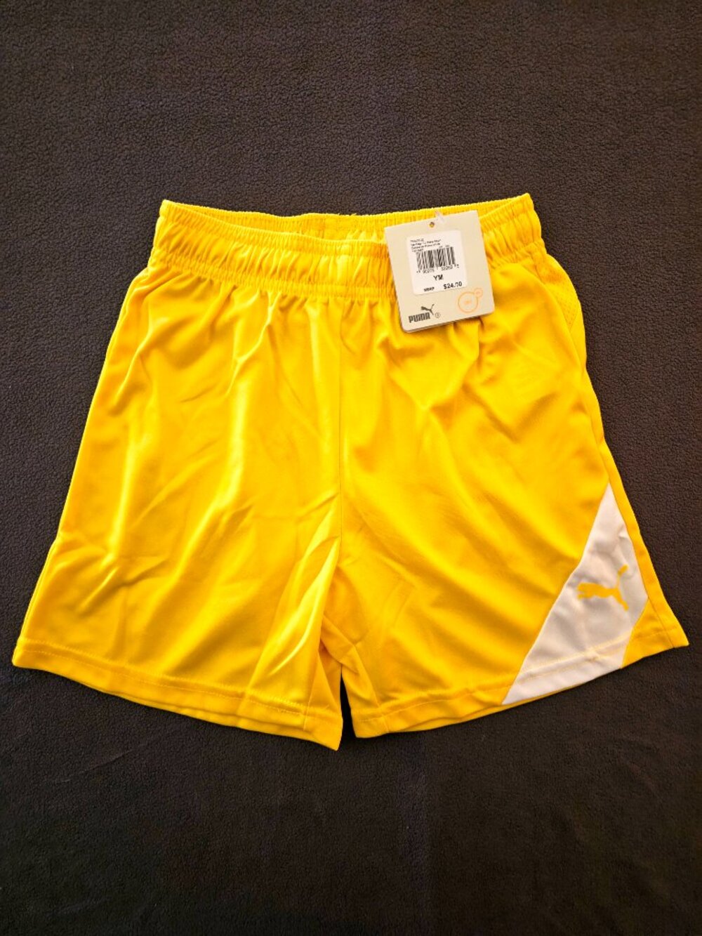 Puma Santiago TJ Youth Medium Soccer Shorts Yellow White dryCELL NWT 703403